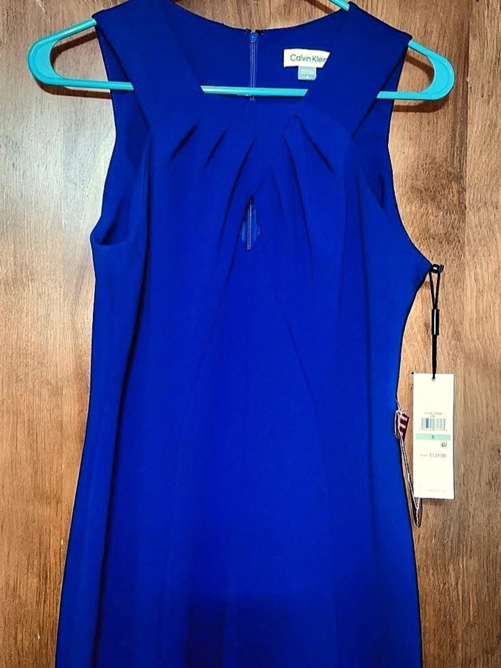 Calvin Klein Women’s Blue Solid Sleeveless Jumpsuit Size 8 Zipper Pleated